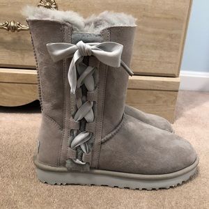 Grey UGG Pala lace up side sheepskin boots